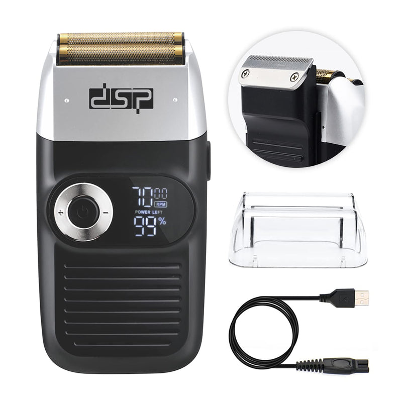 [Australia] - DSP® Electric Razor for Men Bald Shavers for Men 2 in 1 Double Shaver for Men with 2 Foil Head Rechargeable Barber Shaver with Precision Trimmer 3-Speed Shaver with LED Digital Display (Black) Shaver with LED Display 