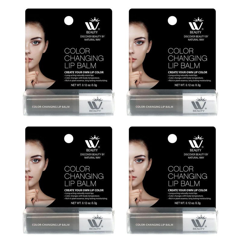 WBM Care Lip Balm 4-Pack, 3.3g Each – Enriched with Vitamin E, Color-Changing Tinted Moisturizer, Provides Long-Lasting Repair, Hydration, and Soft, Smooth Lips 4 Count (Pack of 1)