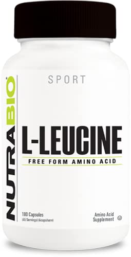 [Australia] - NutraBio 100% Pure L-Leucine - Muscle Recovery and Support - Naturally Fermented Free Form Amino Acid - Vegan, Non-GMO, Gluten Free - 400mg, 180 capsules 