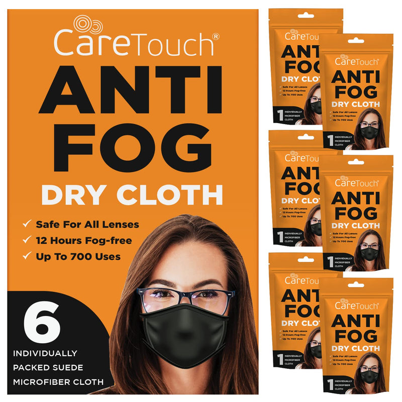 [Australia] - Care Touch Anti-Fog Dry Cloth - Anti Fog Wipes for Glasses - Individually Wrapped Suede Microfiber Cloth - Safe for All Lenses - 24-Hours Fog Free - Care Touch Lens Wipes - Eyeglass Cloth for Cleaning 