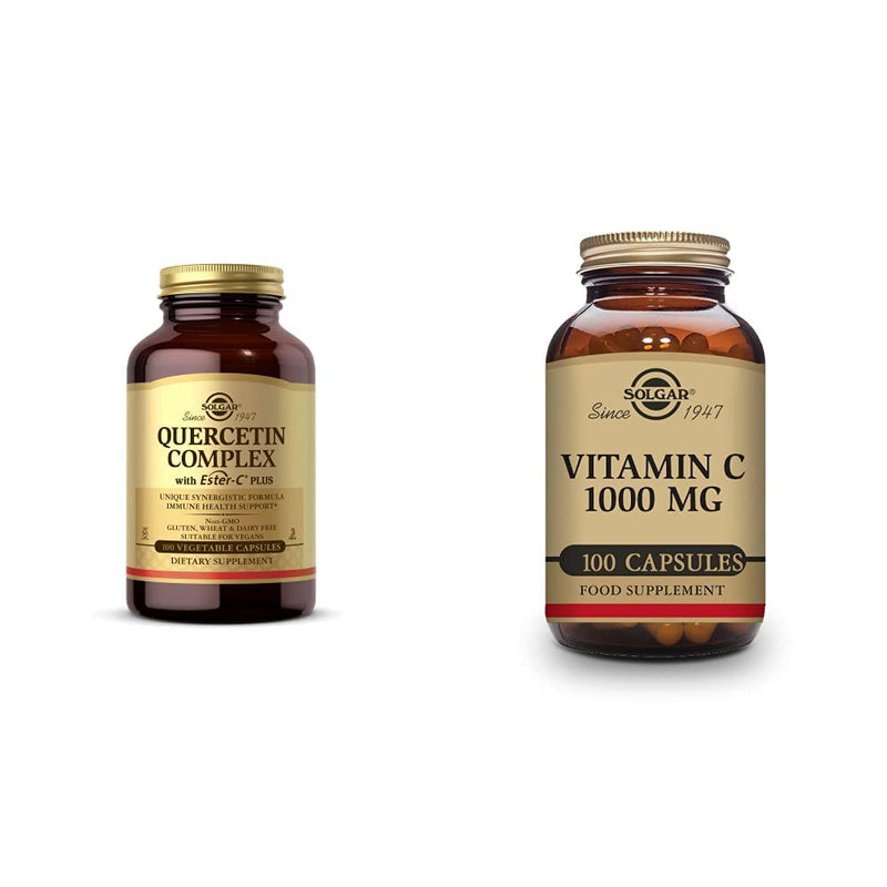 Solgar Quercetin Complex with Ester-C Plus, 100 Vegetable Capsules - 50 Servings Vitamin C 1000 mg, 100 Vegetable Capsules - Antioxidant & Immune Support - Overall Health