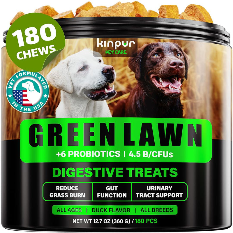 Green Lawn Chews for Dogs - Natural Dog Urine Neutralizer for Lawn with Cranberry, Probiotics, ACV & Digestive Enzymes - 180 Chews for Healthy Bladder, Urinary Tract - Grass Burn, Yellow Spots Treats Duck - 180 Chews (Pack of 2) - PawsPlanet Australia