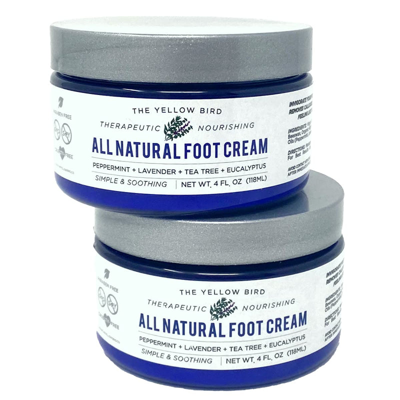 [Australia] - Yellow Bird Foot Cream 2 Pack Bundle - Natural Dry & Itchy Feet Repair Balm. Foot Moisturizer with Organic Ingredients and Essential Oils 4 Ounce (Pack of 2) 
