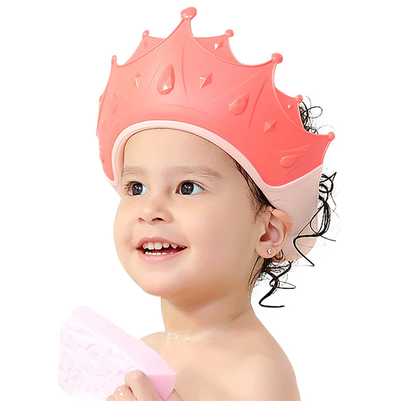 [Australia] - FUNUPUP Baby Shower Cap for Kids, Adjustable Toddler Hair Washing Shield Bathing Cap Baby Shower Visor Shampoo Cap (Crown, Pink) Crown 