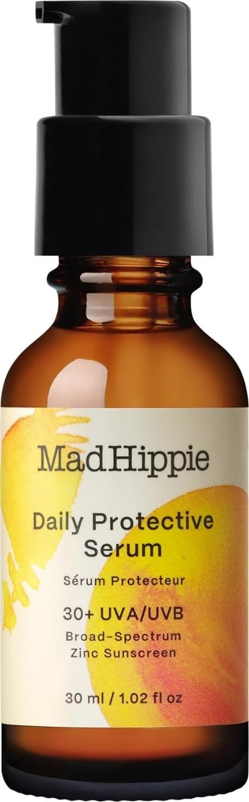 Mad Hippie Daily Protective SPF 30+ Serum, Vitamin C & Hyaluronic Acid, Zinc Oxide Sunscreen, Reef-Safe, 1.02 Oz