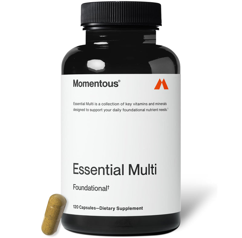 Momentous Essential Multivitamin for Women & Men, Complete Mineral Complex | Supports Energy, Immune Health, & Wellness, NSF Certified for Sport, Non-GMO & Gluten-Free (30 Servings)