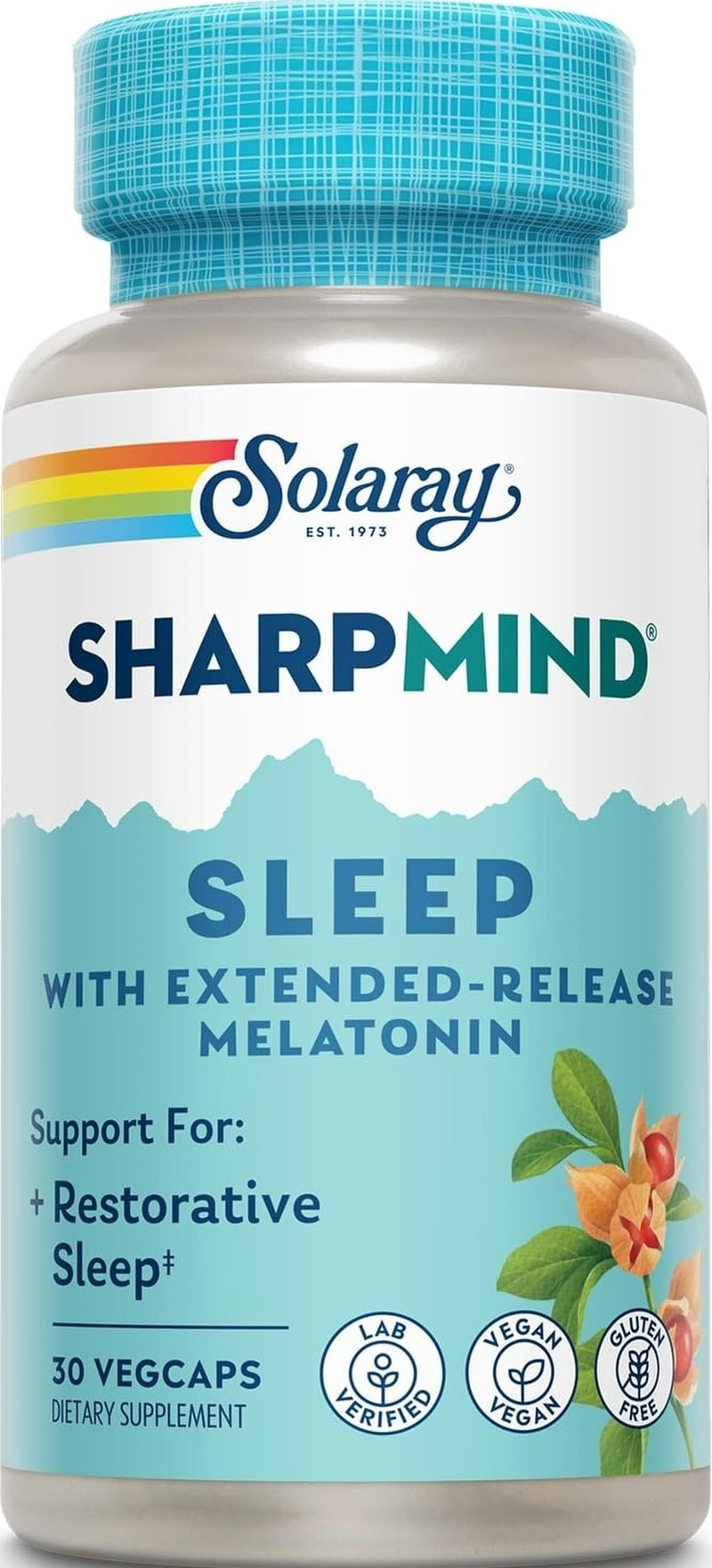 SOLARAY SharpMind Sleep, Nootropic Sleep Aid Formula - Nootropics Brain Support Supplement for a Calm Mood and Healthy Sleep with Slow Release Melatonin 3mg - 30 Servings, 30 VegCaps 30 Count (Pack of 1)