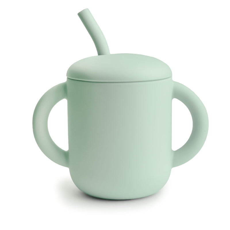 [Australia] - mushie 100% Silicone Training Cup & Straw for Toddlers | 6 Months+ (Cambridge Blue) Cambridge Blue 