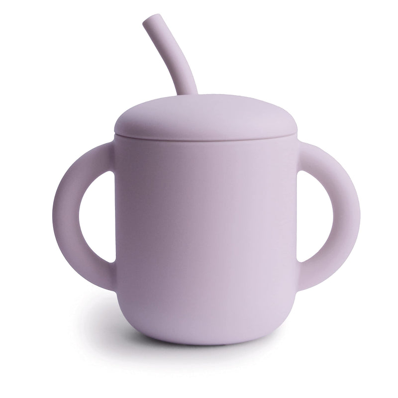 [Australia] - mushie 100% Silicone Training Cup & Straw for Toddlers | 6 Months+ (Soft Lilac) Soft Lilac 