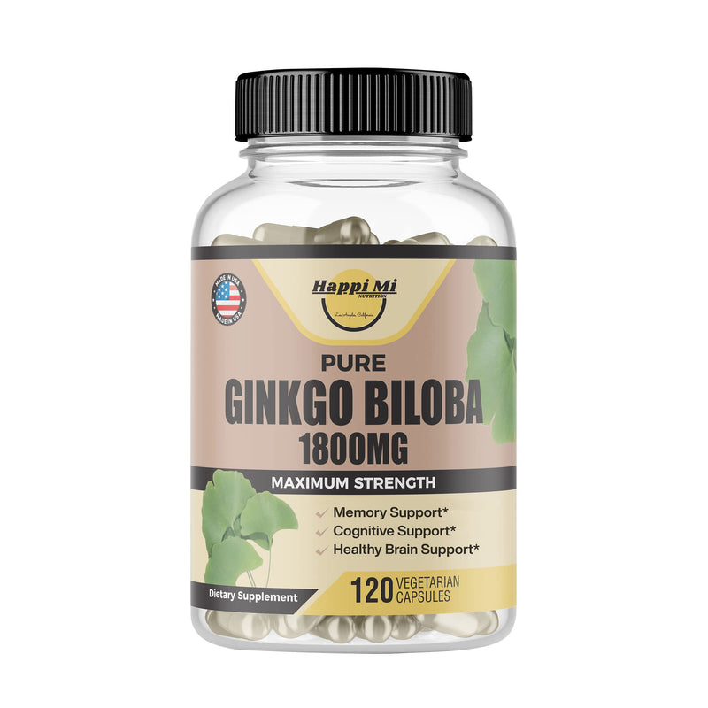 [Australia] - Ginkgo Biloba 1800mg, Ginkgo Biloba Organic, Memory & Brain Function Support, Improves Concentration and Cognitive Support, Clarity, 120 Veggie Caps, Non GMO, 120Caps 