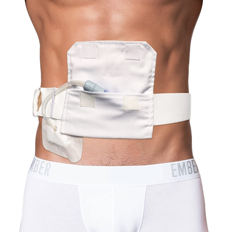 [Australia] - [2 Pack] Peritoneal Dialysis Belt Comfortable Cotton PD Catheter G-Tube Feeding Tube Peg Holder Dialysis Accessories for Stomach Women Men Adults White Medium (Pack of 2) 