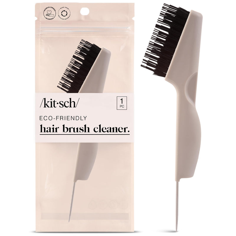 [Australia] - Kitsch Hair Brush Cleaner Tool | Double-Sided 2-in-1 Brush Cleaner for Hair Brushes & Combs | Eco-Friendly Cleaning Tool with Pick & Bristles, Perfect Gifts for Women | Hair Stylist Essentials 