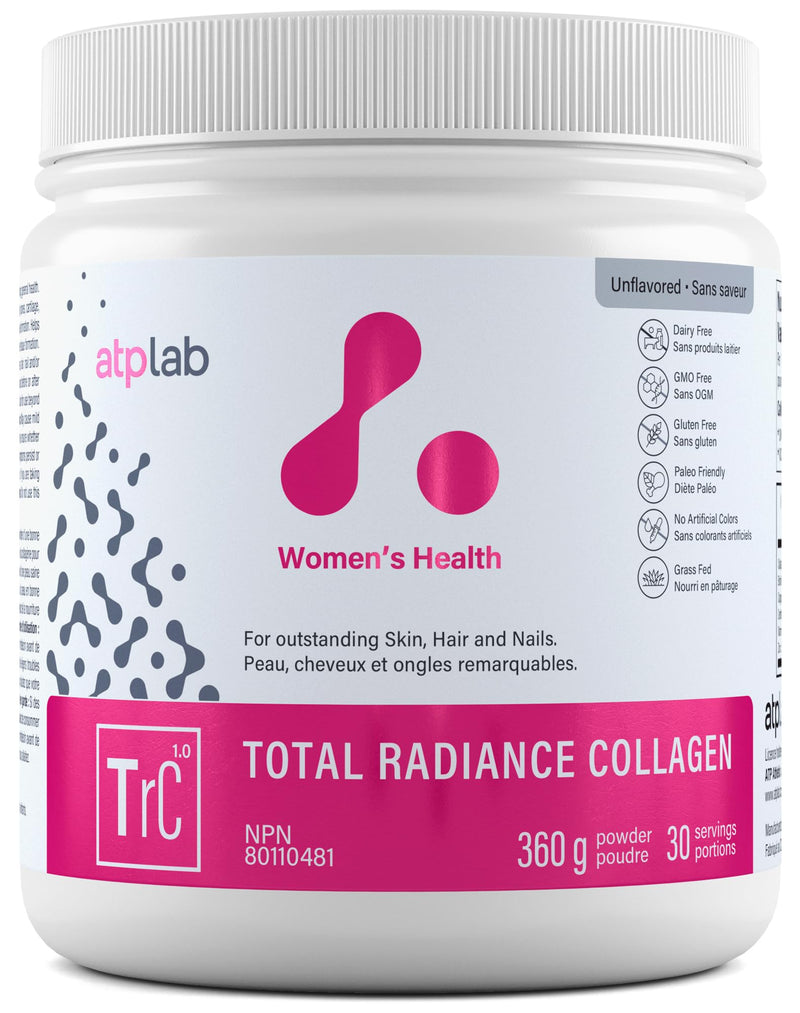 ATP LAB Total Radiance Collagen Powder, Unflavoured, 360g - Premium Hydrolyzed Collagen Peptides for Women - Vegan-Friendly Collagen Protein Powder, Support for Skin, Hair & Nails Unflavored 12.7 Ounce (Pack of 1)