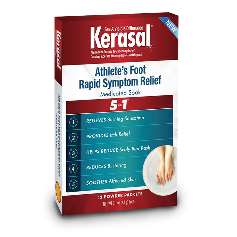 Kerasal Athlete's Medicated Foot Soak, Bath for 5-in-1 Rapid Symptom Relief, 12 Count, (Pack of 1) Medicated Soak