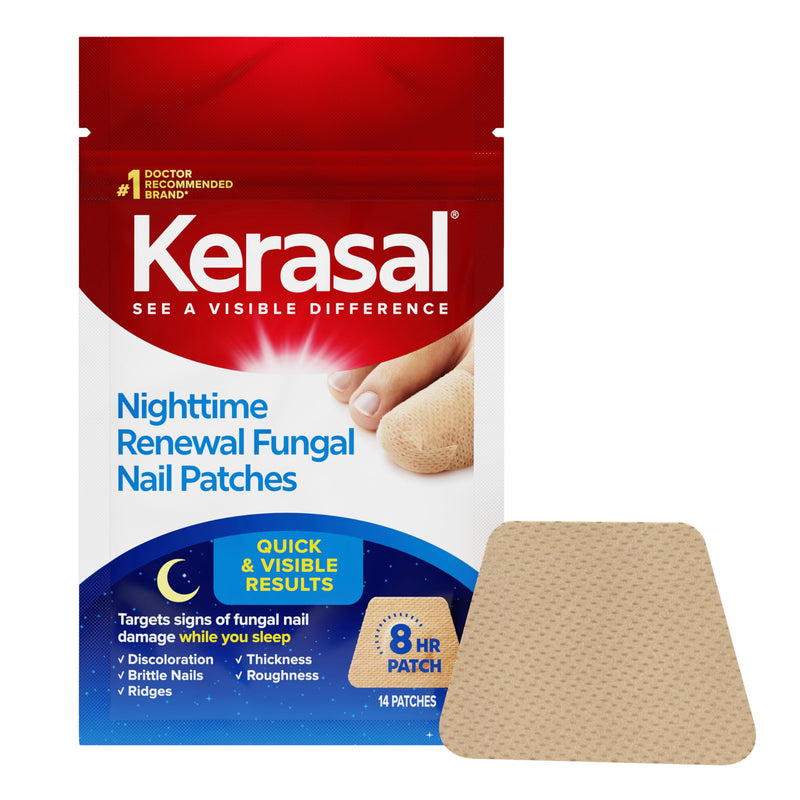 Kerasal Nighttime Renewal Fungal Nail Patches - 14 Patch - Overnight Repair for Nail Fungus Damage, 8-Hour Treatment Restores Healthy Appearance (Packaging May Vary) 14 Count (Pack of 1) Nail Renewal Patches