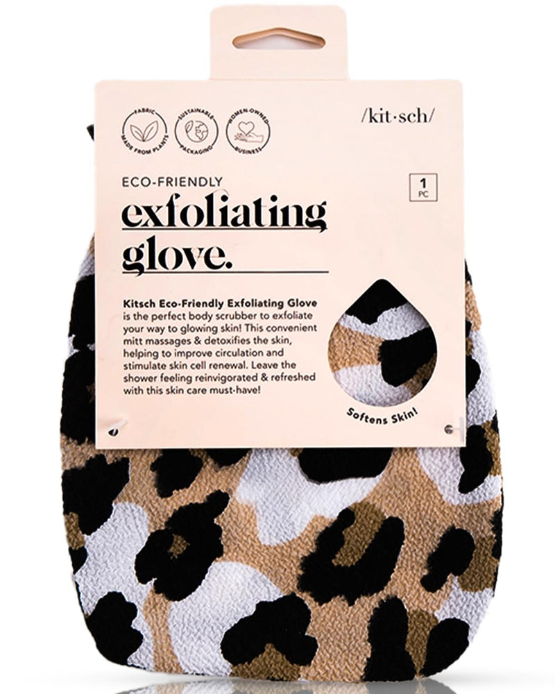 [Australia] - Kitsch Deep Exfoliating Glove, Eco Friendly Exfoliating Body Scrubber, Dead Skin Remover & Body Scrubber Exfoliator, Body Scrub Mitt for Skin Cell Renewal, Body Exfoliating Gloves for Shower, Leopard 1 Count (Pack of 1) 