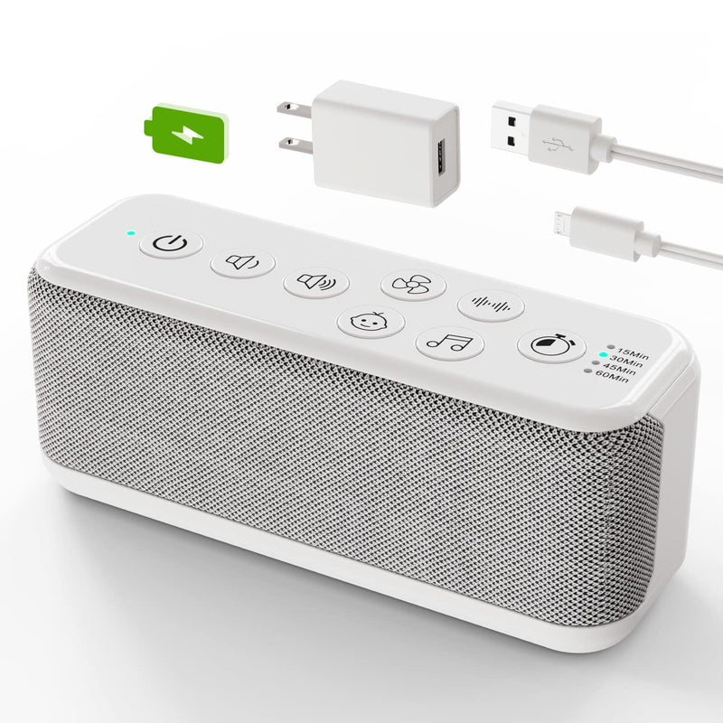 [Australia] - OnLyee Sound Machine for Adults, USB Rechargeable White Noise Machine for Office Privacy & Noise Canceling, 42 Soothing Sound with Lullabies & Fan Sounds, Auto-Off Timer & 8-Level Volume Control Gray 