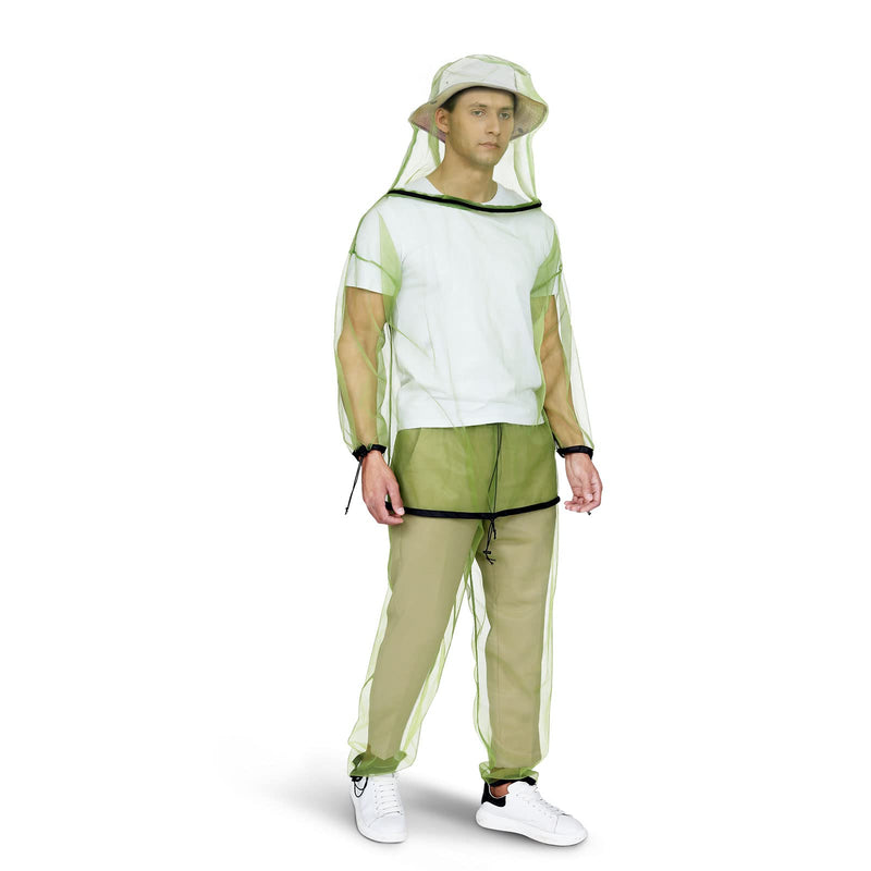 [Australia] - HENNCHEE Mosquito Suits for Adults, Mesh Net Bug Jacket Pant Suit, Outdoor Full Body Protection Mosquito Proof Clothing Jacket + Pants Set Small/Meduim 