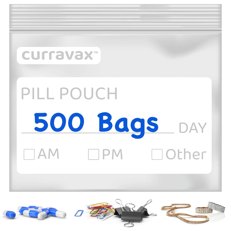 [Australia] - Pill Bags Pack of 500 - BPA Free 3 x 2.75 inch Pill Pouch - Reusable Pill Pouches for Medicine with Write on Label –Clear Ziplock Pill Baggies for Travel Medicine Organizer 