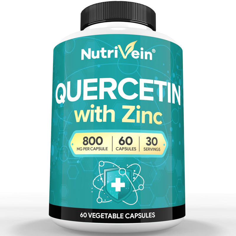 Nutrivein Quercetin with Zinc - 120 Capsules, Enhanced-Absorption Formula | Enhanced-absorption quercetin paired with zinc for men and women. Antioxidant support for natural defenses and wellness. Zinc Quercetin