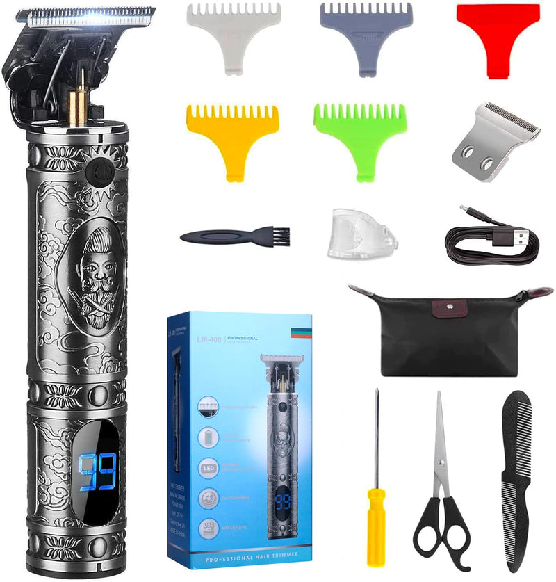[Australia] - Hair Clippers for Men with Replacement Blade, Professional Hair Trimmer for Barber, T-Blade Edgers Clippers, Close-Cutting Trimmers, Cordless Clippers for Hair Cutting Grey 