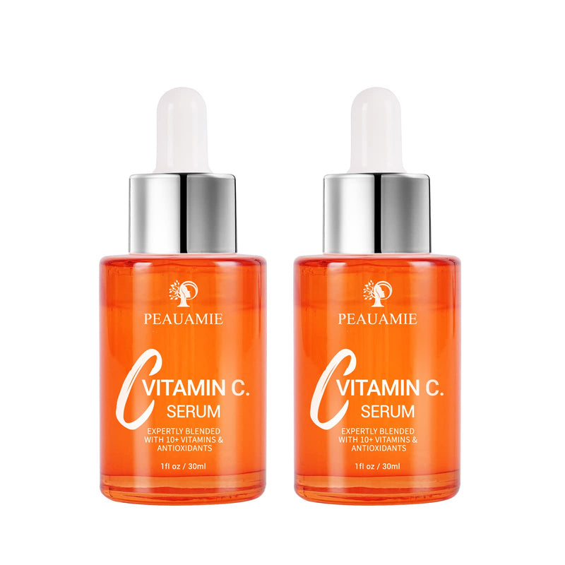Peauamie Vitamin C Serum for Face Anti Aging with 2% Hyaluronic Acid and 1% Retinol Ferulic Acid,Moisturizer for Fine Lines and Wrinkles 1 Fl Oz x 2 Pack 1 Fl Oz (Pack of 2)