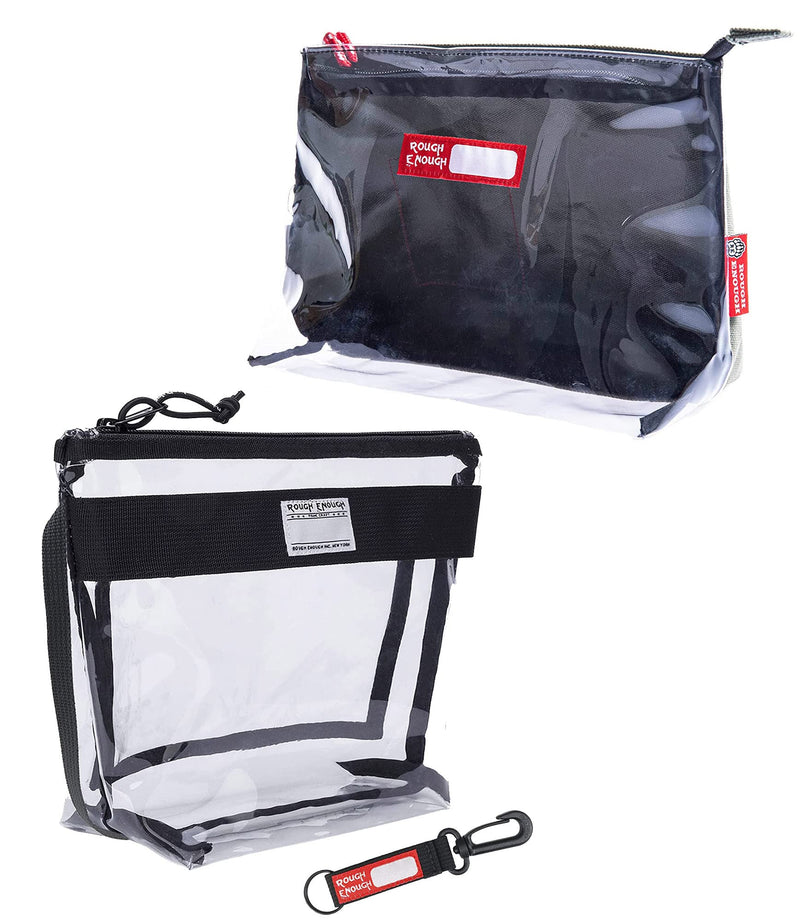 Rough Enough Clear Toiletry Bags for Women Men Bundle Set