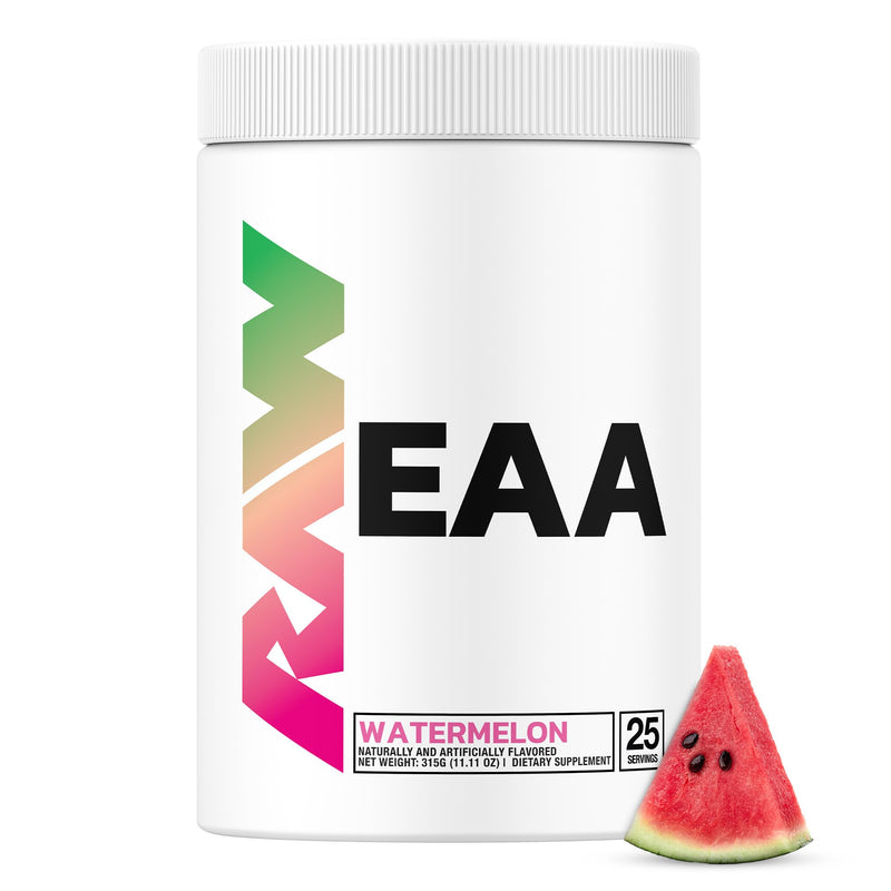 [Australia] - RAW EAA Amino Acids Powder, Watermelon (25 Servings) - Pre Workout Amino Energy Powder for Strength, Endurance, Recovery & Lean Muscle Growth - BCAA Amino Acids Supplement for Men & Women 