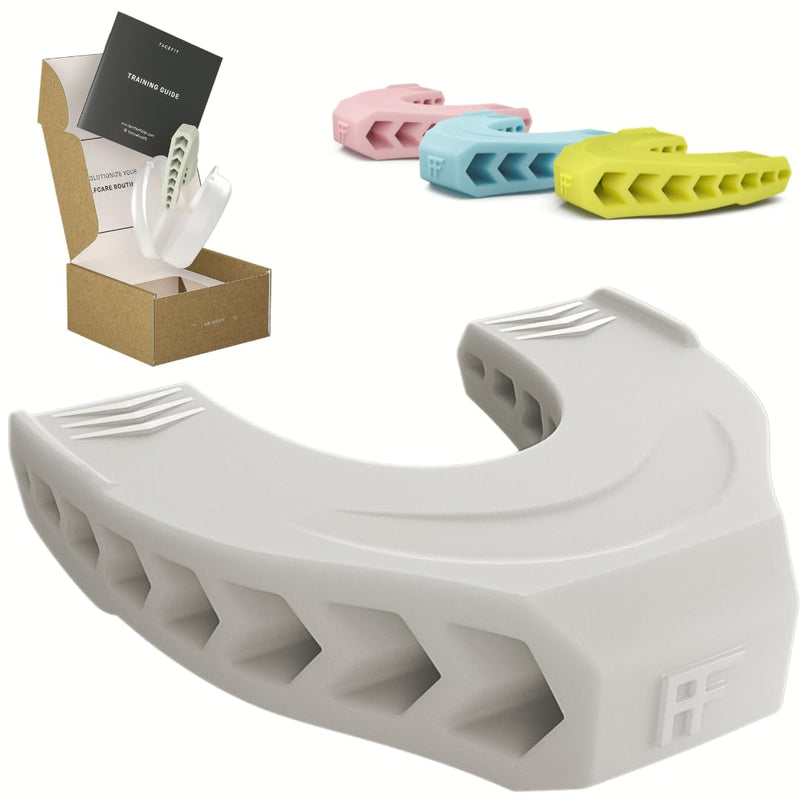 [Australia] - Jaw Exerciser by Facefit - Men & Women - Tone and strengthen your jawline, cheeks, chin and lips - Food-grade Silicone (Cool Grey) Cool Grey - 40 lb 