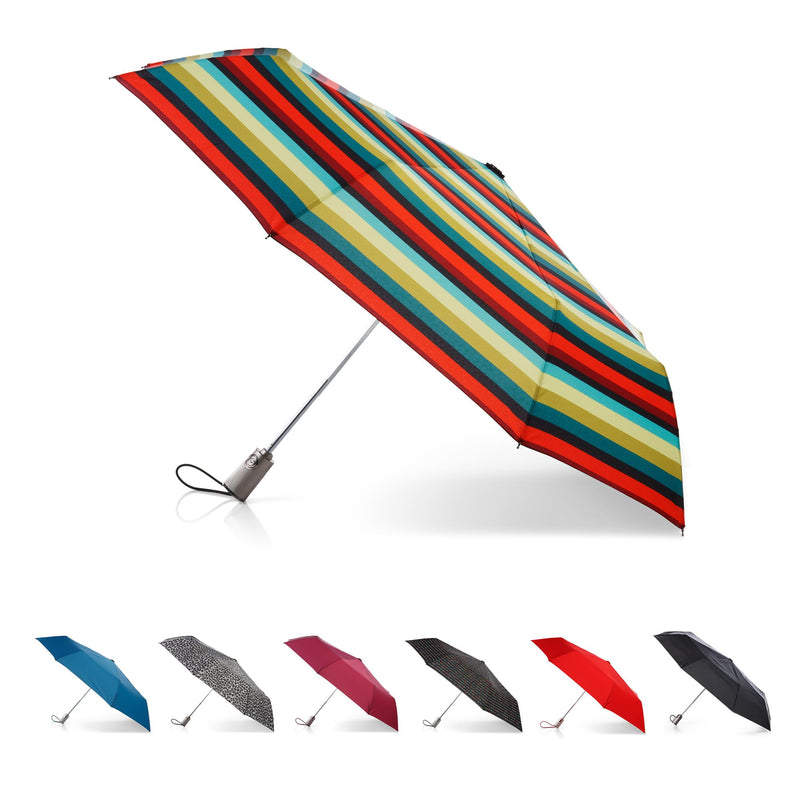 totes Titan Portable Travel Umbrella – Windproof, Waterproof, Strong, Compact Umbrella – Perfect for the Car, Backpack, and On-the-Go Enchanted Stripe