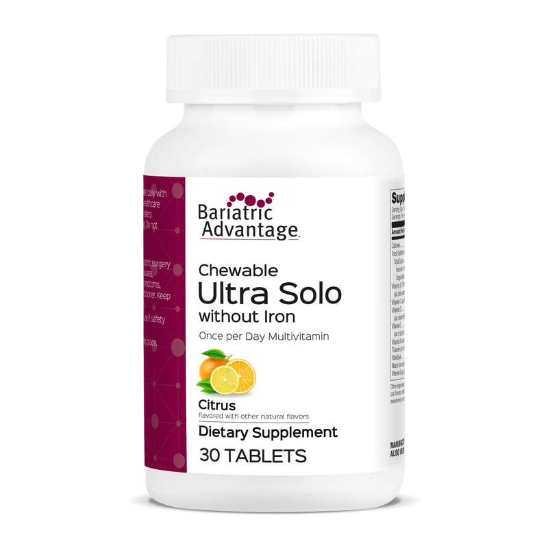 Bariatric Advantage Chewable Ultra Solo, Citrus, 30 Tablets | Without Iron, Once-Per-Day Chewable Daily Multivitamin, for Bariatric Patients, Chewable Tablet 30 Count (Pack of 1)