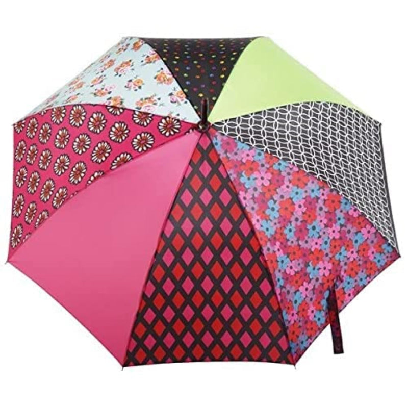 Totes Auto Open Water Repellent Stick Umbrella with Classic Wood J Hook Handle