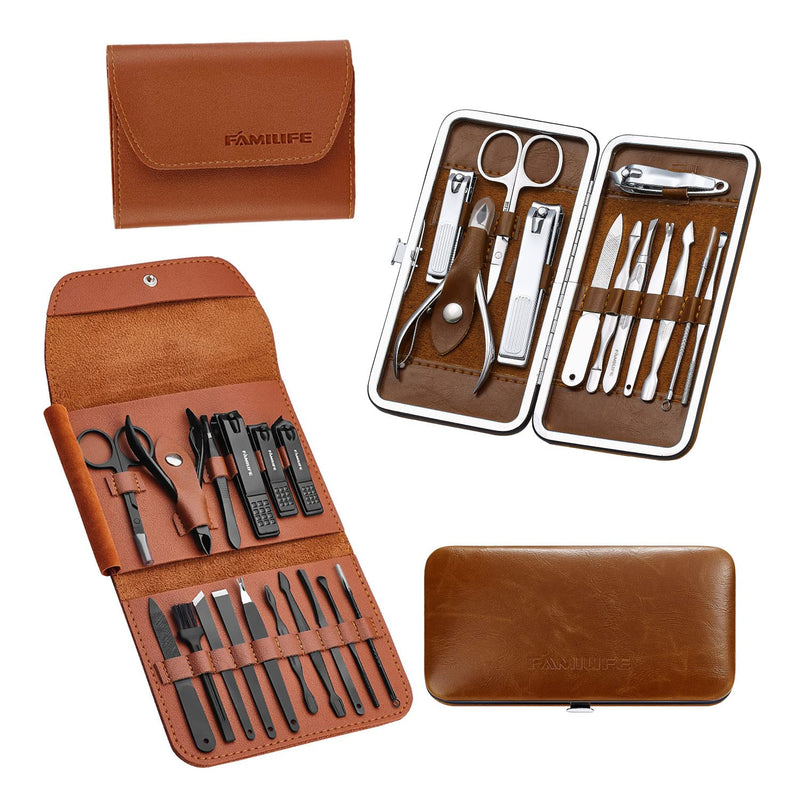 Manicure Pedicure Kit Professional Nail Clippers Set Men and Women 12 Pcs and 16pcs Grooming Kit Gifts for Men