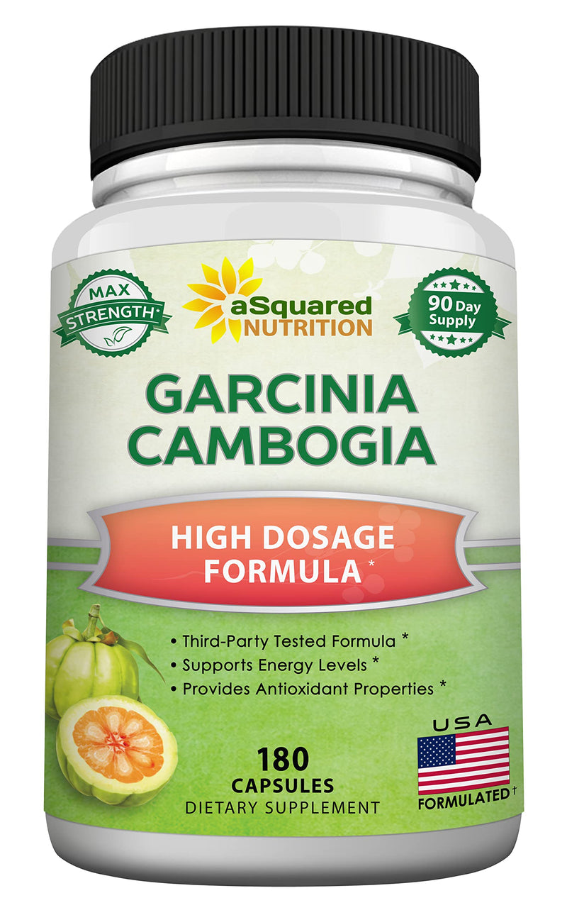 [Australia] - aSquared Nutrition Garcinia Cambogia 1600mg-180 Capsules-Natural Pure Extract Pills for Brain Health- Standardized Ultra HCA & Garcinia Cambogia Supplement Alternative to Gummies, Drops, Tea & Powder 