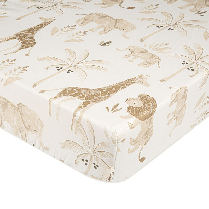 [Australia] - Crane Baby Crib Sheet, Safari Animal Crib Sheets for Boys and Girls, Soft 100% Cotton Sateen Baby Crib Sheets, Jungle Nursery Decor Toddler Sheets, Gender Neutral Baby Gift, Baby Sheets for Crib 