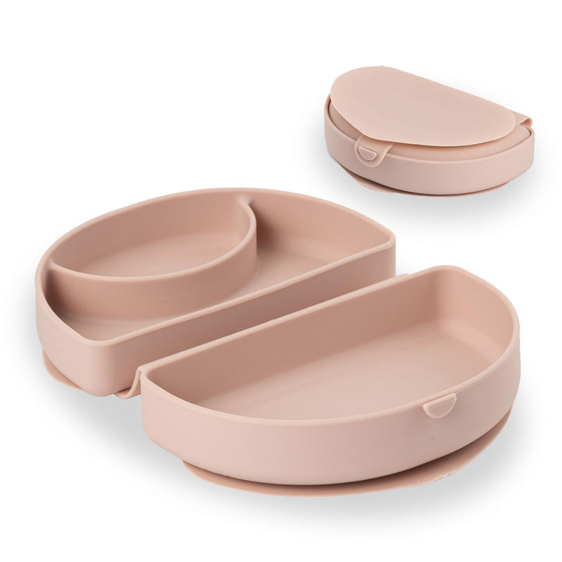 [Australia] - Miniware Silifold - Silicone Baby Plate - Foldable Toddler Travel Essential to Promote Self-Feeding - Food Grade Silicone Toddler Plates & Baby Plates With Suction - BPA Free Baby Essentials - Pink Pink Salt 