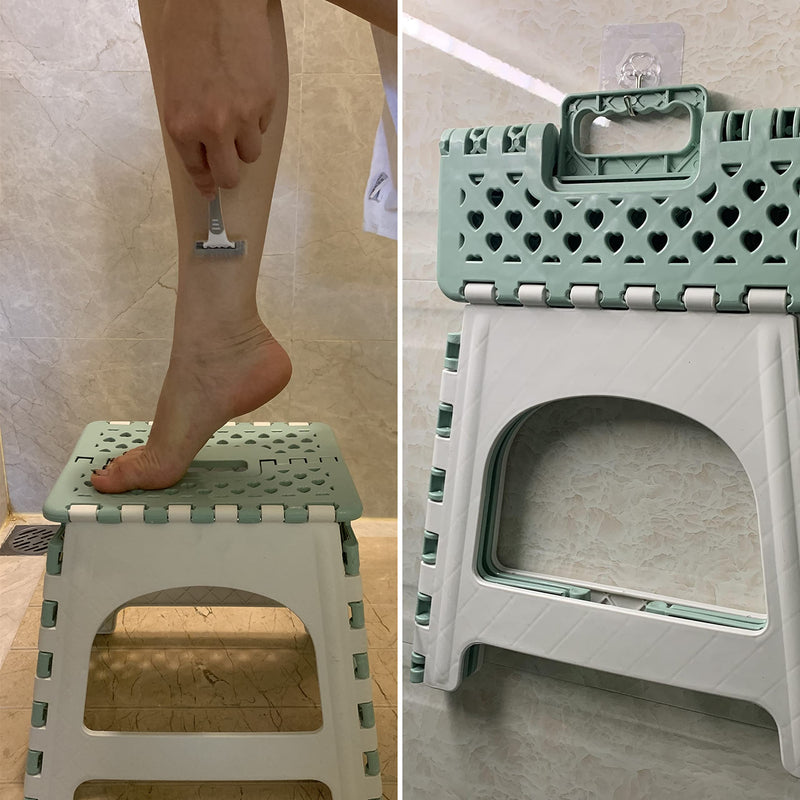 [Australia] - Shower Stool for Inside Shower Shaving Legs, Foldable Shower Small Shower Stool, Waterproof Plastic Corner Shower Foot Rest, Pedicure Stand Foot Rest,Green Green 