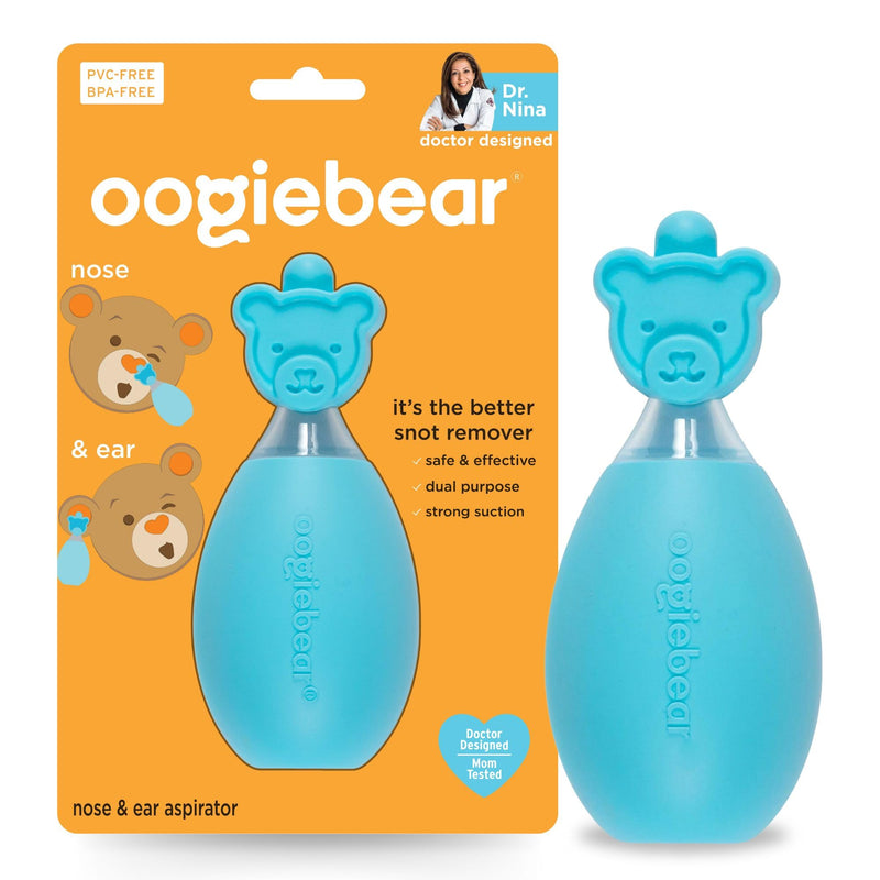 [Australia] - oogiebear: Baby Nasal Aspirator - Safe Booger & Earwax Remover for Newborns, Infants, Toddlers - Better Syringe, Airtight Suction, Nose Sucker - Essential Baby Stuff, Diaper Bag Must-Haves, Blue 