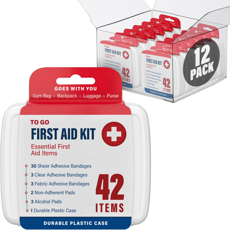 [Australia] - 500 Piece Mini First Aid Kit for Home, Car, Office, Outdoors, Travel Size Small First Aid Kits with Adhesive Bandages and Pads - Bulk First Aid Supplies in Compact & Lightweight Case (12 Pack) 500 Pieces [12 Pack] 