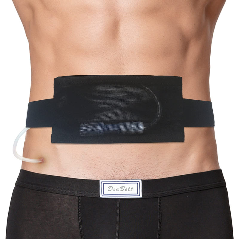 [Australia] - Breathable Peritoneal Dialysis Belt with Mesh Pocket PD Catheter Holder Accessories No-Bounce for Secure Transfer Set Peg G Feeding Tube Line Adults Women Men Black 