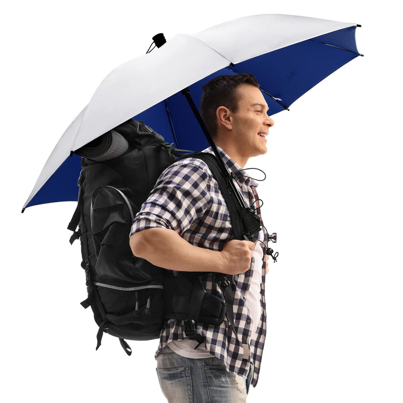 G4Free 46 Inch Large Hiking Umbrella Ultralight UV Silver Reflective Full-size Trekking Backpacking Umbrella Silver/Deep Blue
