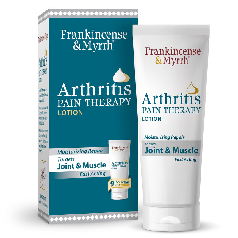 Frankincense & Myrrh Arthritis Pain Therapy Lotion, Joint & Back Relief 3oz | Deep penetrating relief. Menthol + 9 essential oils soothe sore joints, muscles, tendons & back pain. Fast Acting. Try today. 1 pack