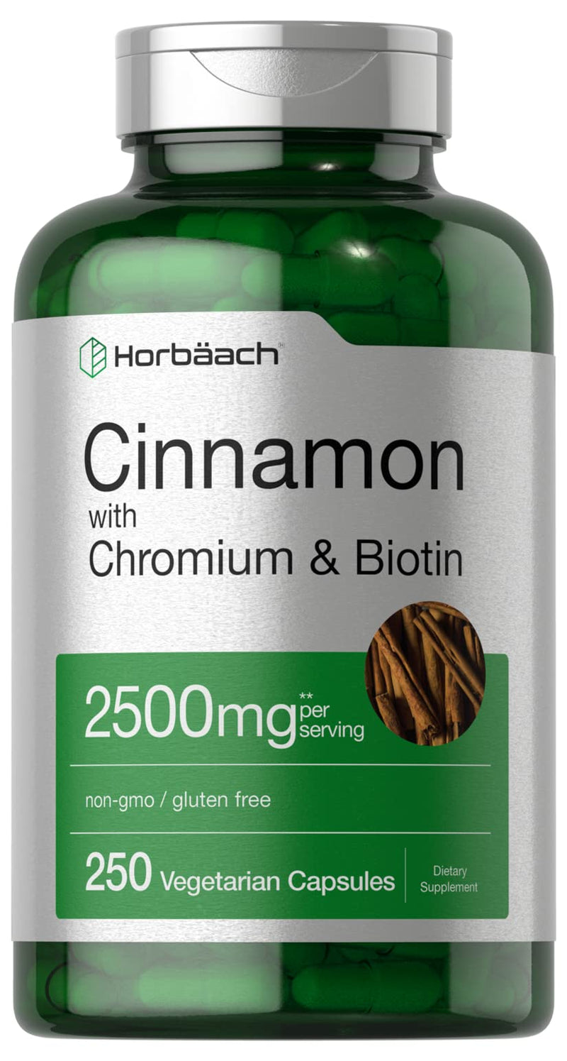 [Australia] - Cinnamon with Chromium Picolinate 2500mg | 250 Capsules | plus Biotin | Vegetarian, Non-GMO, Gluten Free | by Horbaach 