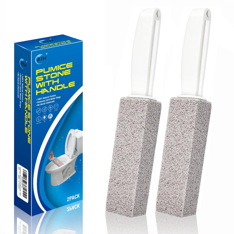 [Australia] - 4TH Pumice Stone for Toilet Bowl Cleaning,Scouring Stick with Handle,Cleans Away Limescale Stain,Hard Water Rings, Calcium Buildup,Iron and Rust. Remover for Tile/Bath/Kitchen/Household - 2 Piece 