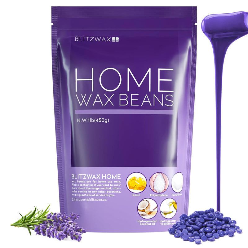 [Australia] - BLITZWAX Lavender Hard Wax Beads for Hair Removal - 1lb Coarse Hair Formula - Painless Wax for Sensitive Skin, Face, Full Body, Bikini - At-Home Waxing Beads for Women Men 16 Ounce (Pack of 1) Purple 