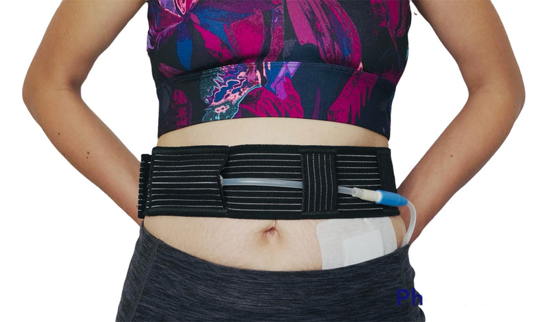 [Australia] - Peritoneal Dialysis Breathable PD Catheter Belt | Secure Peg Tube Feeding Holder | Supplies for PD Dialysis Men and Women Small Black 