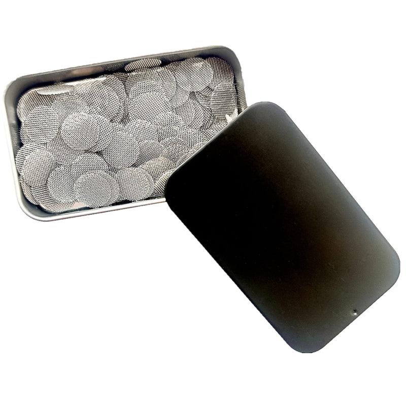 [Australia] - Pipe Screens 200 PCS Stainless Steel 3/8" (0.375 Inch | 9.5 mm) Pipe Bowl Fiters With Black Metal Box 3/8 Inch 
