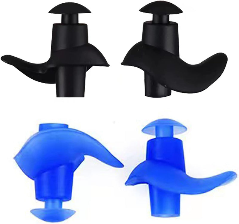 [Australia] - Ear Plugs for Swimming, 4-Pair Pack Swimming Earplugs for Kids Adult, Double Waterproof and Sound Hole Design Earplugs for Swimmer, Best for Showering Bathing Surfing Snorkeling Black 