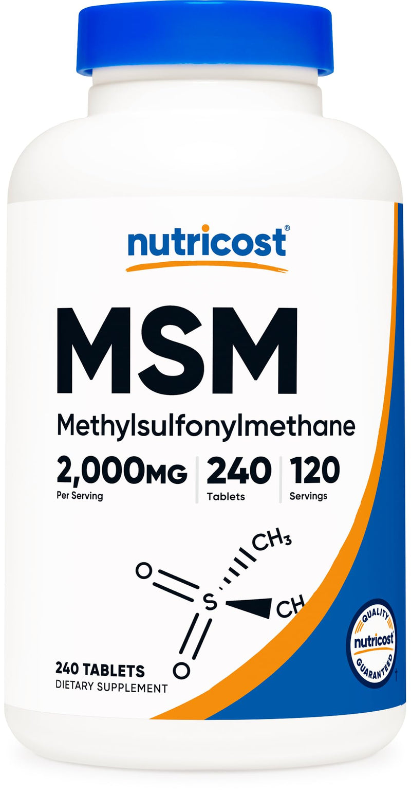 Nutricost MSM Tablets Methylsulfonylmethane 2000mg Per Serving, 240 Tablets | 120 Servings, GMO-Free and Gluten Free