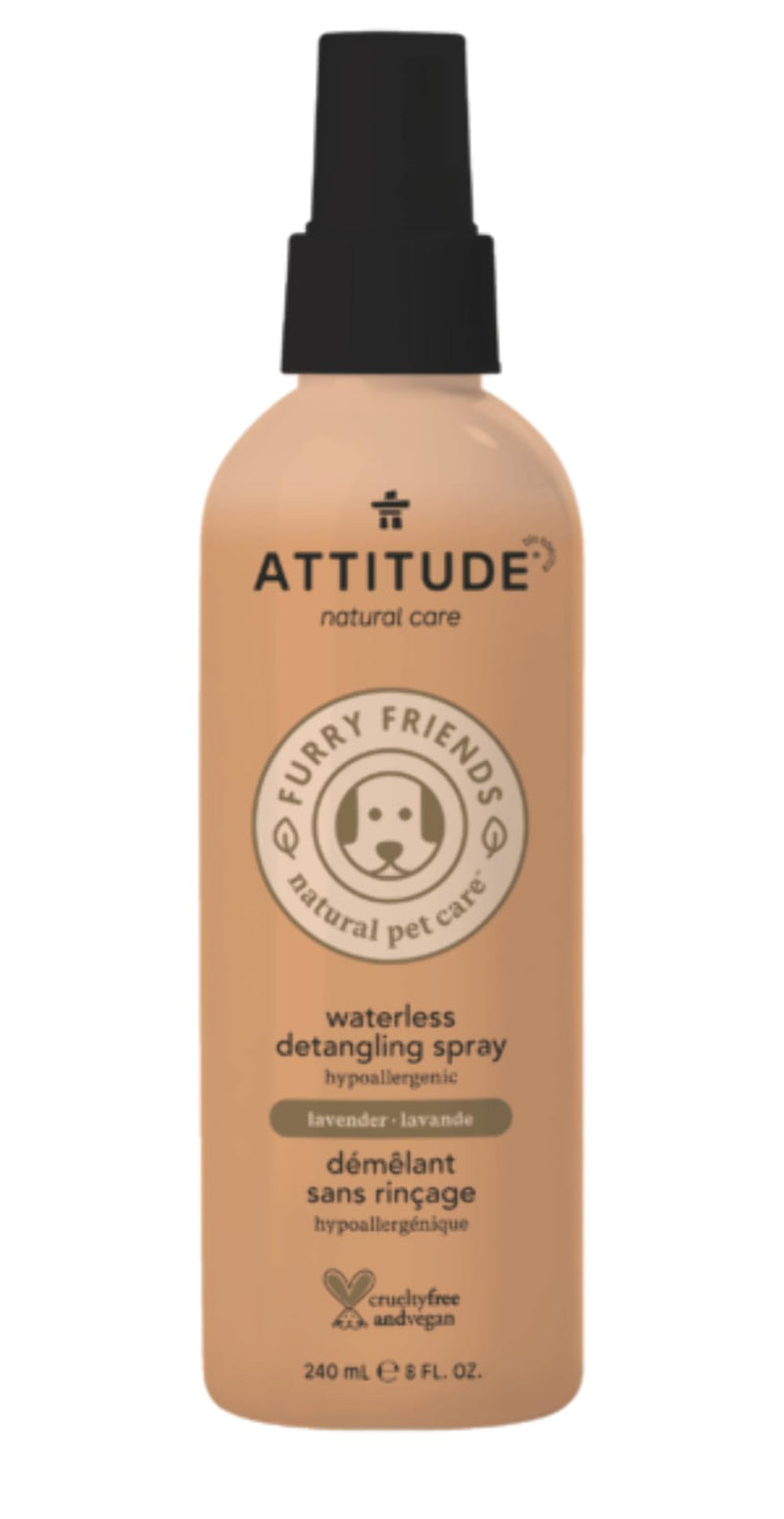 ATTITUDE Waterless Anti-Itching Detangling Spray for Pets, Plant and Mineral-Based Ingredients, Vegan and Cruelty-Free Animal Grooming Products, Lavender, 8 Fl Oz - PawsPlanet Australia